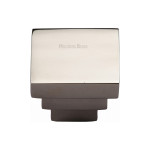 M Marcus Heritage Brass Stepped Design Square Cupboard Knob 32 x 32mm